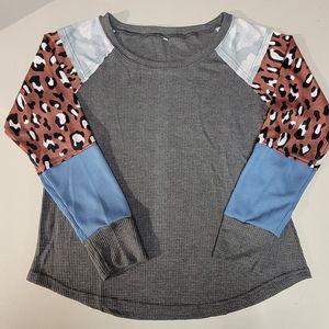 Women's Patchwork Waffle Shirt  NWOT